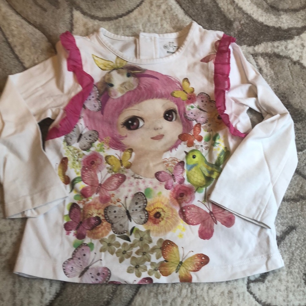 Kingkow pretty girl tee w ruffles 2T